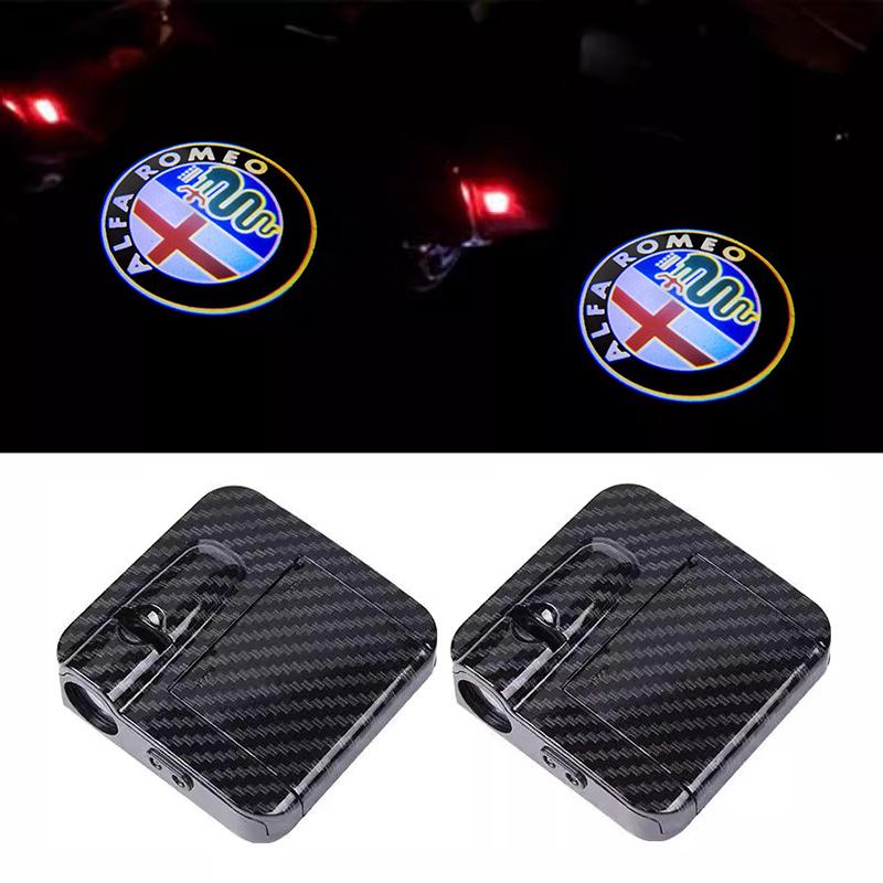 

2026 Hot Sticker 2pcs HD Car Door Welcome Light Led Projector Lamp For Alfa Romeo Giulietta Mito 159 Giulia Stelvio 156 147 Tona