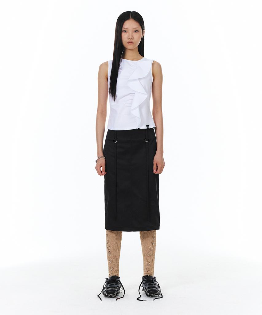 Yunse Piercing Satin Skirt (Black)