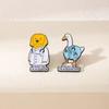European/American Cross-border Creative Cute Big White Goose Puppy Brooch - Cartoon Animal Doctor Badge In Zinc Alloy