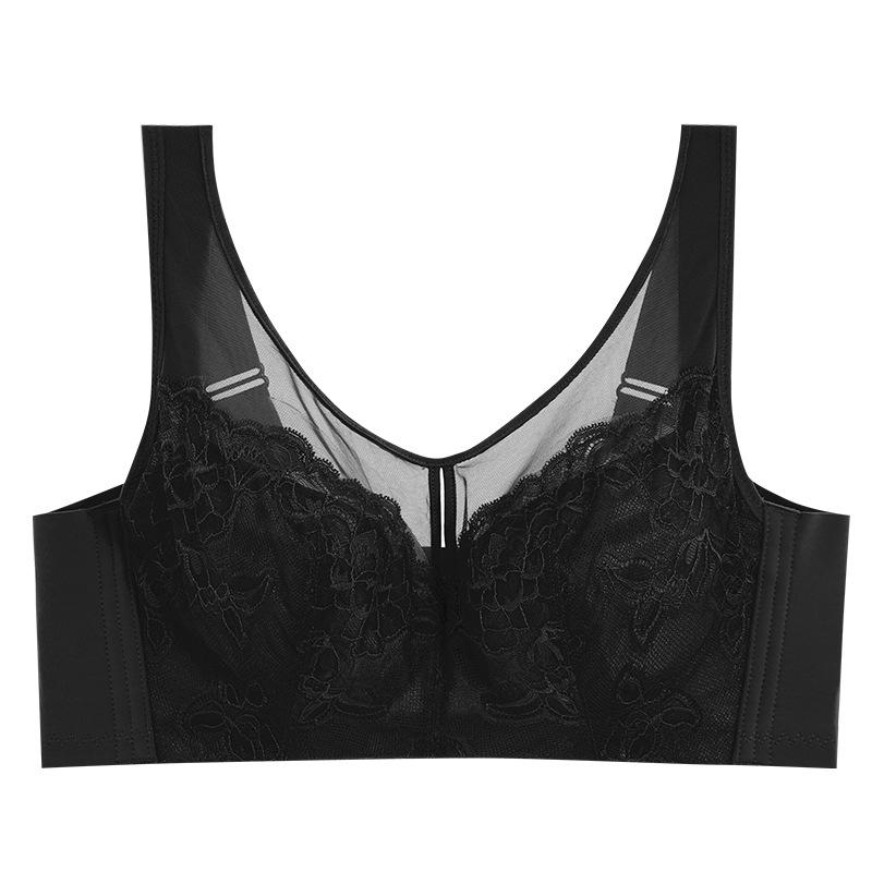 

Soft Steel Coil Bra Women s Thin Cup Strapless Anti-leakage Bra Gathering and Retracting Secondary Breasts Large-sized Underwear 34/75B чорний