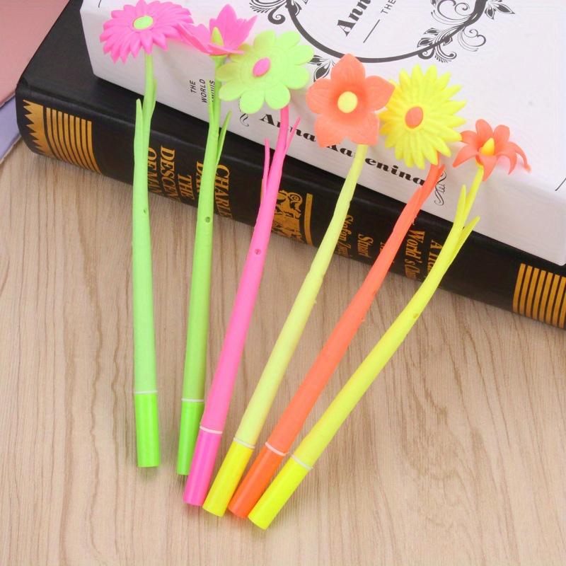 Back To School Season 10pcs 0.5mm Creative Office Stationery Flower Water-based Pen Small Flower Signature Pen Soft Silicone Flower Neutral Pen
