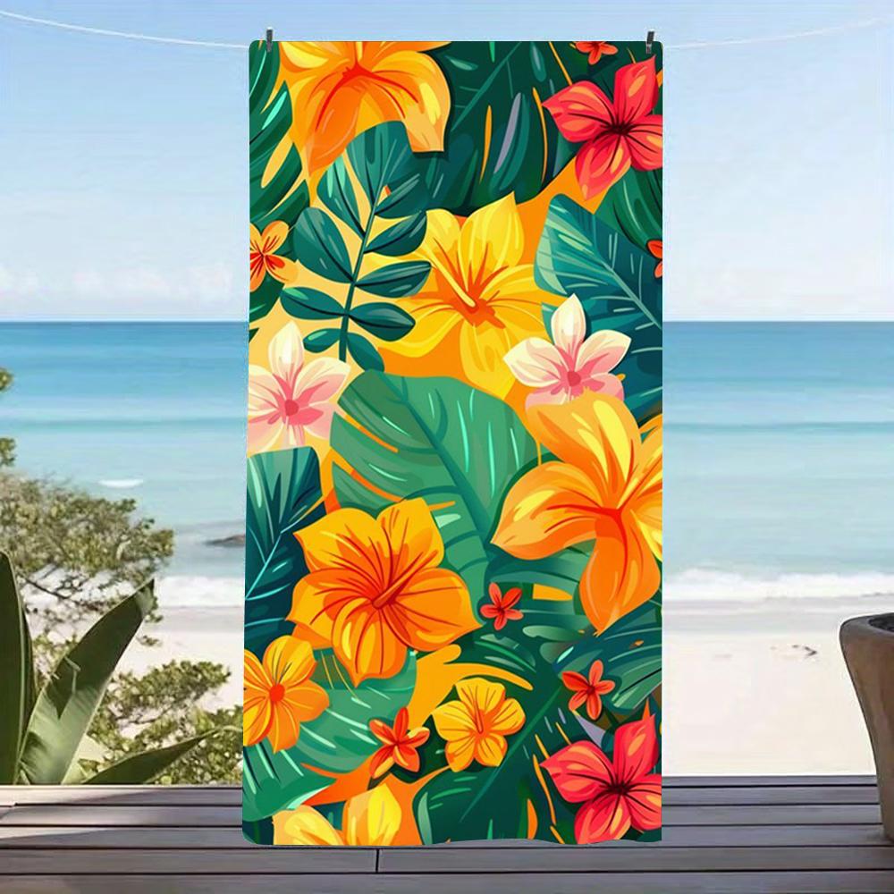 Weißer Hintergrund Tropische Plumeria Strandtuch Hawaiianische Blumenkunst Handtuch Großartig für Pooltage und Familienausflüge