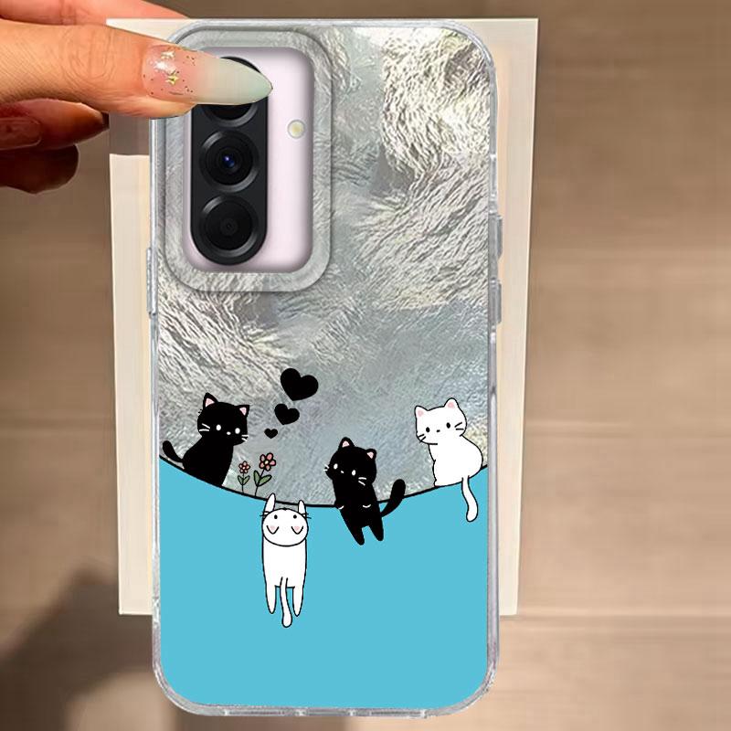 

For Samsung Galaxy A56 A16 A26 A36 A06 A55 A35 A25 A15 A12 A32 A22 A14 A54 M22 M12 Cute Cat Blue Cartoon Fashion Back Phone Case Galaxy A16