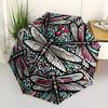 1pc Dragonfly Mandala Themed Umbrella, 8 Rib Frame,Automatic Opening 3 Fold Umbrella, Lightweight and Durable Couple Umbrella-034