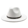 Chapéu de Abas Largas da Temporada 2021 Chapéu Coco de Aba Reta Homens e Mulheres Chapéu de Jazz Lã Branca
