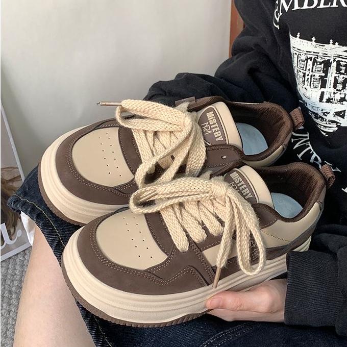 

Туфли для досок на толстой подошве, женские туфли Ins Tide, новые студенческие универсальные повседневные весенне-осенние туфли, женская обувь 40 коричневый