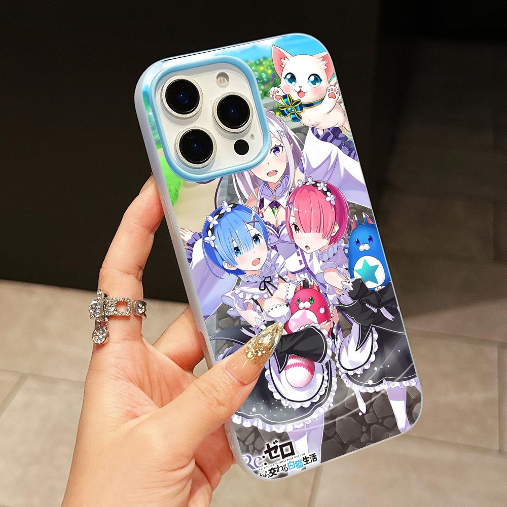ReZero Rem Ram Jelly Double layer Light Blue Mobile Phone Case for iPhone 17 16 15 14 13 12 11 Air Pro Max Plus Protective