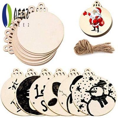 AEE2-Wooden Crafts Christmas Wood Pendant Home Decoration Hand-Painted DIY Props Christmas Party Tree Accessories