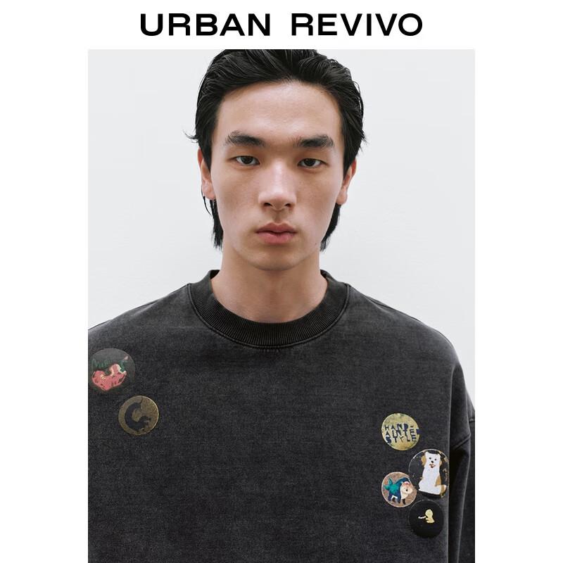 UR Men's Fashion Badge Long Sleeve Thin Fleece T-Shirt