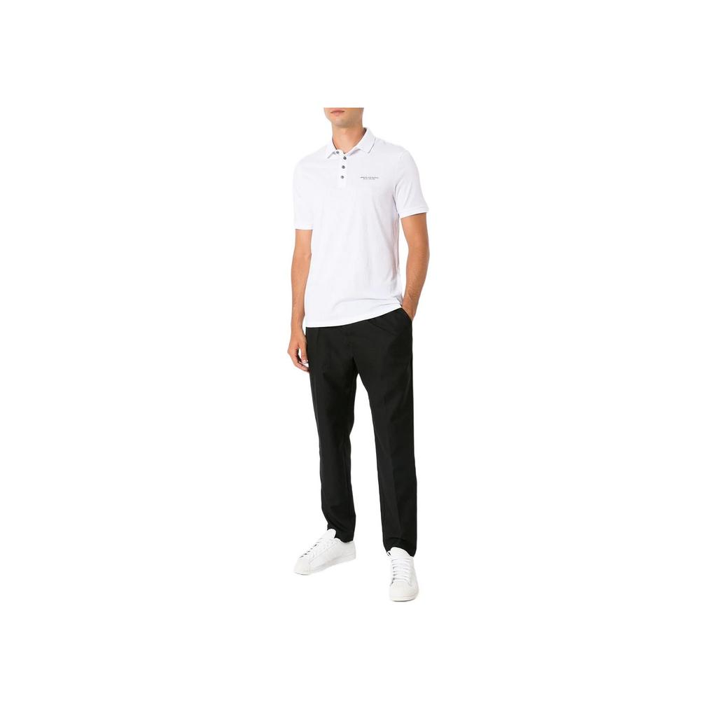 Armani Exchange SS22 Letter Print Straight Fit Short Sleeve Polo Shirt Men tops White 8NZF80-Z8H4Z-1100