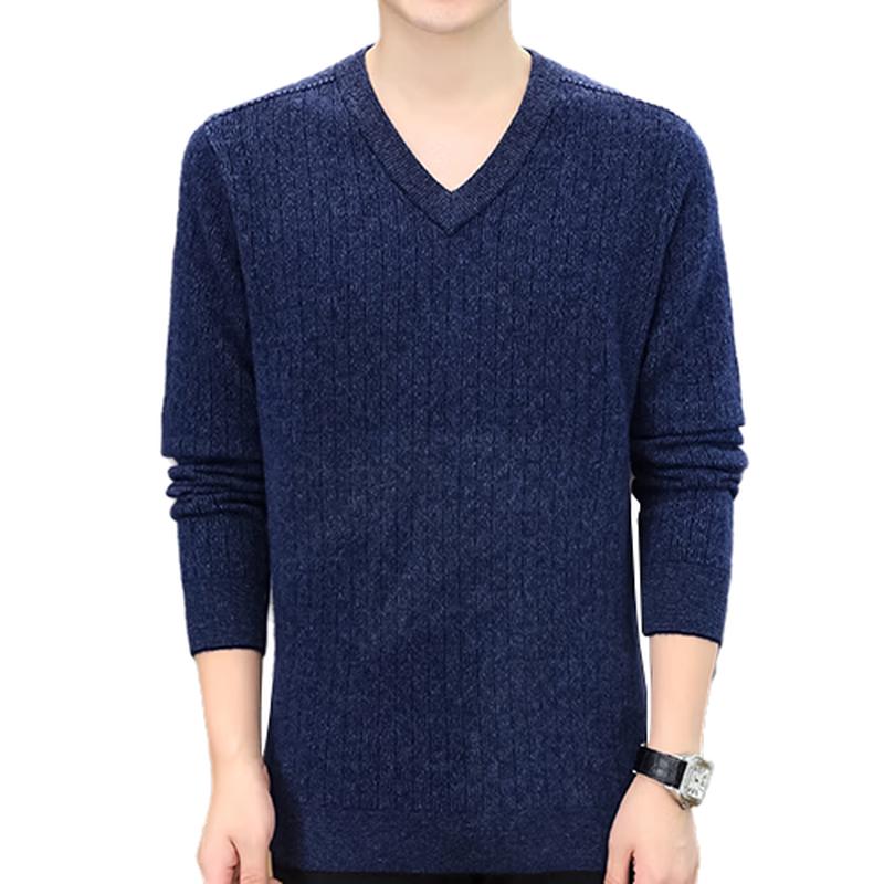 ROMON Men s 100% Wool V-Neck Plaid Knit Sweater XL