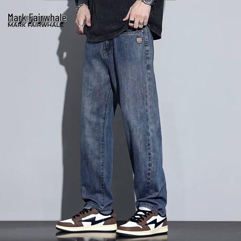 Mark Fairwhale Men's Classic Retro Washed Loose Straight Leg Jeans