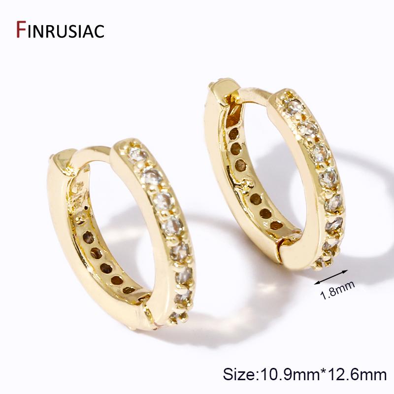New Fashion Cubic Zircon Round Hoop Earrings For Women Brass Geometric Circle Earrings Wedding Jewelry Party Gifts 1 Pair