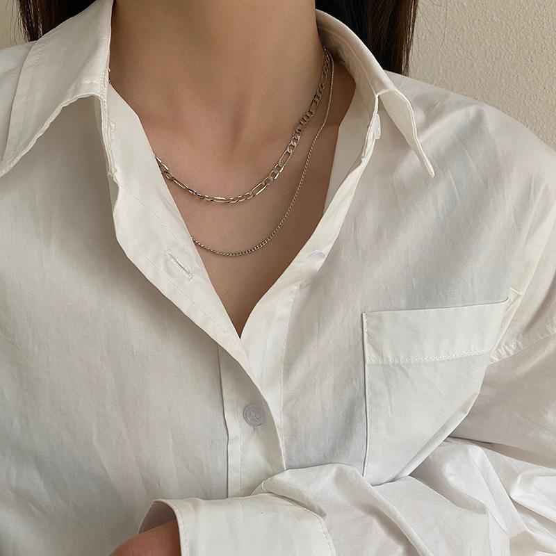 European and American Style Multi-layer Stacking Wearing Retro Chain Necklace Female Tide Internet Celebrity Collarbone Chain Female Simple