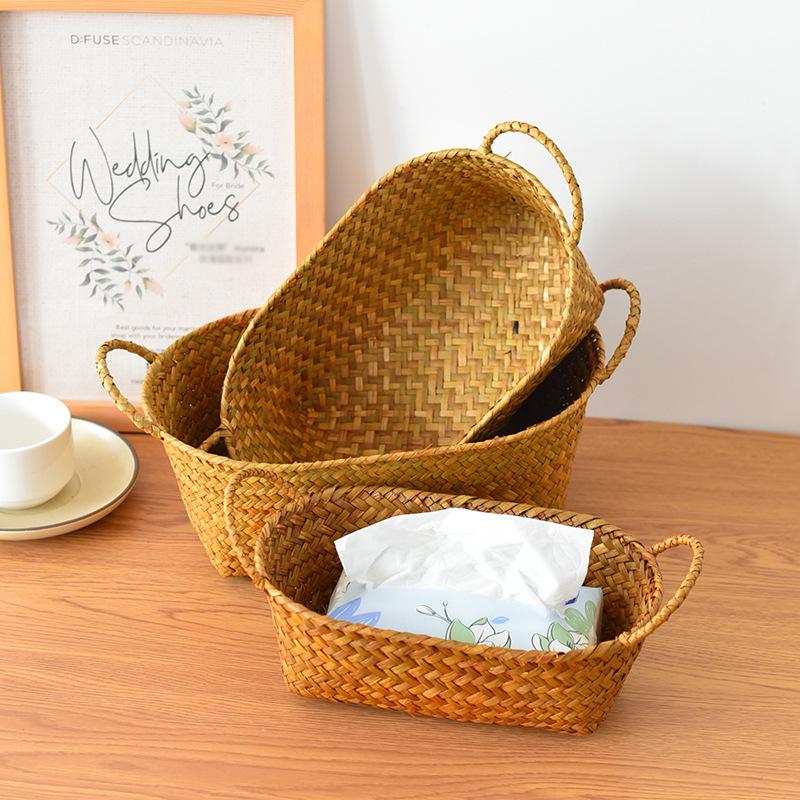Rustic Woven Rattan Fruit & Snack Organizer Basket