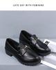 2025 new British style black small leather shoes accessories light mouth versatile casual trend single shoes women loafers women