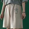 Women's Spring and Summer High Waist Capri Pants Bear Printed Elastic Wide Leg Casual Pants