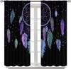 Colorful Dream Catcher Curtains Night Sky Stars Purple Feathers Curtain with Rod Pocket for Bedroom Living Room Decor Drapes