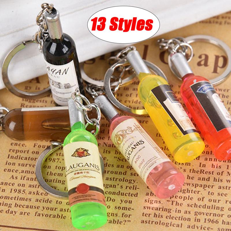 Acrylic Beer Wine Bottle Keychain Various Car Bag Key Ring Pendant Gift