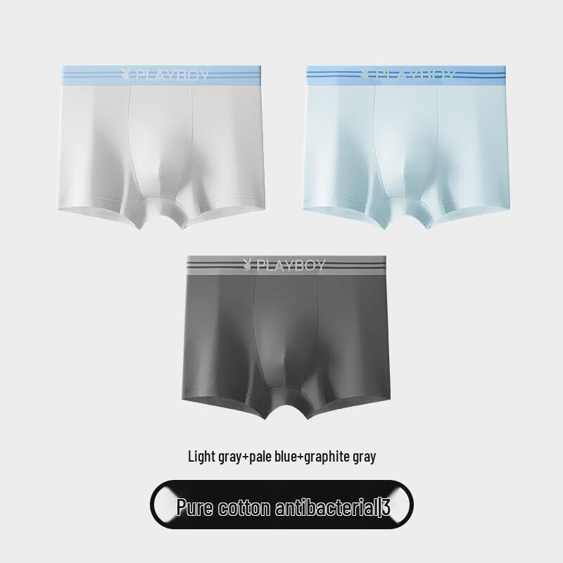 PLAYBOY Men's 7A Antibacterial Cotton Boxer Briefs (3-Pack)