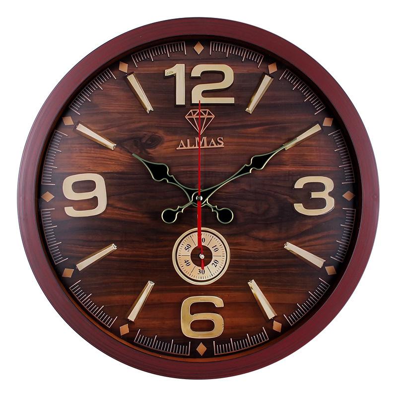 

Настенные часы под дерево в стиле легкой роскоши для гостиной, спальни, креативные бесшумные часы, современный персонализированный художественный декор 40CM [style] 2