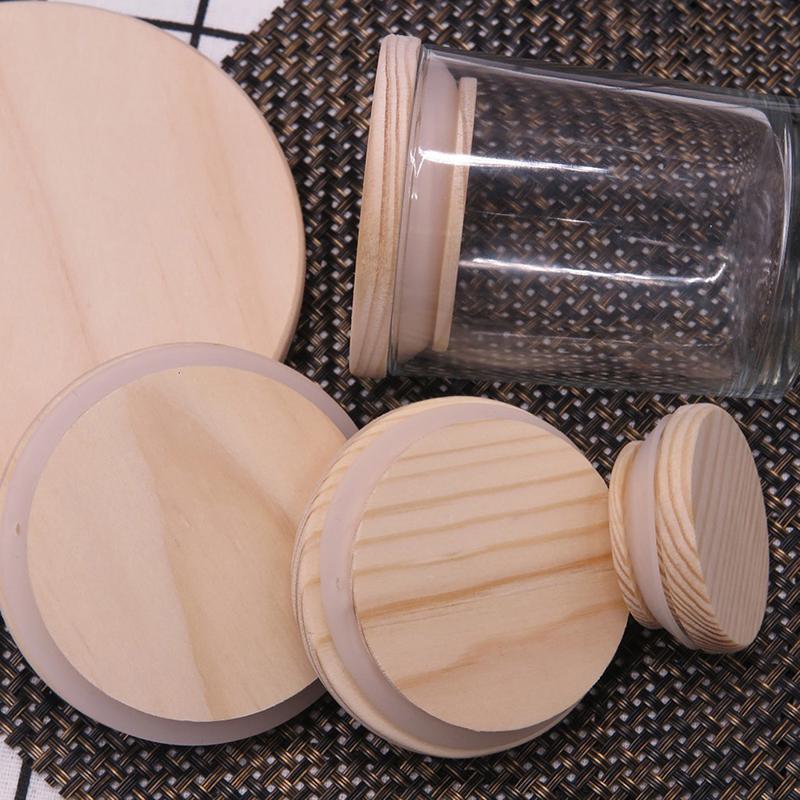 Capac Borcan din Lemn Inel de silicon Capac Capac Capac din lemn Borcan