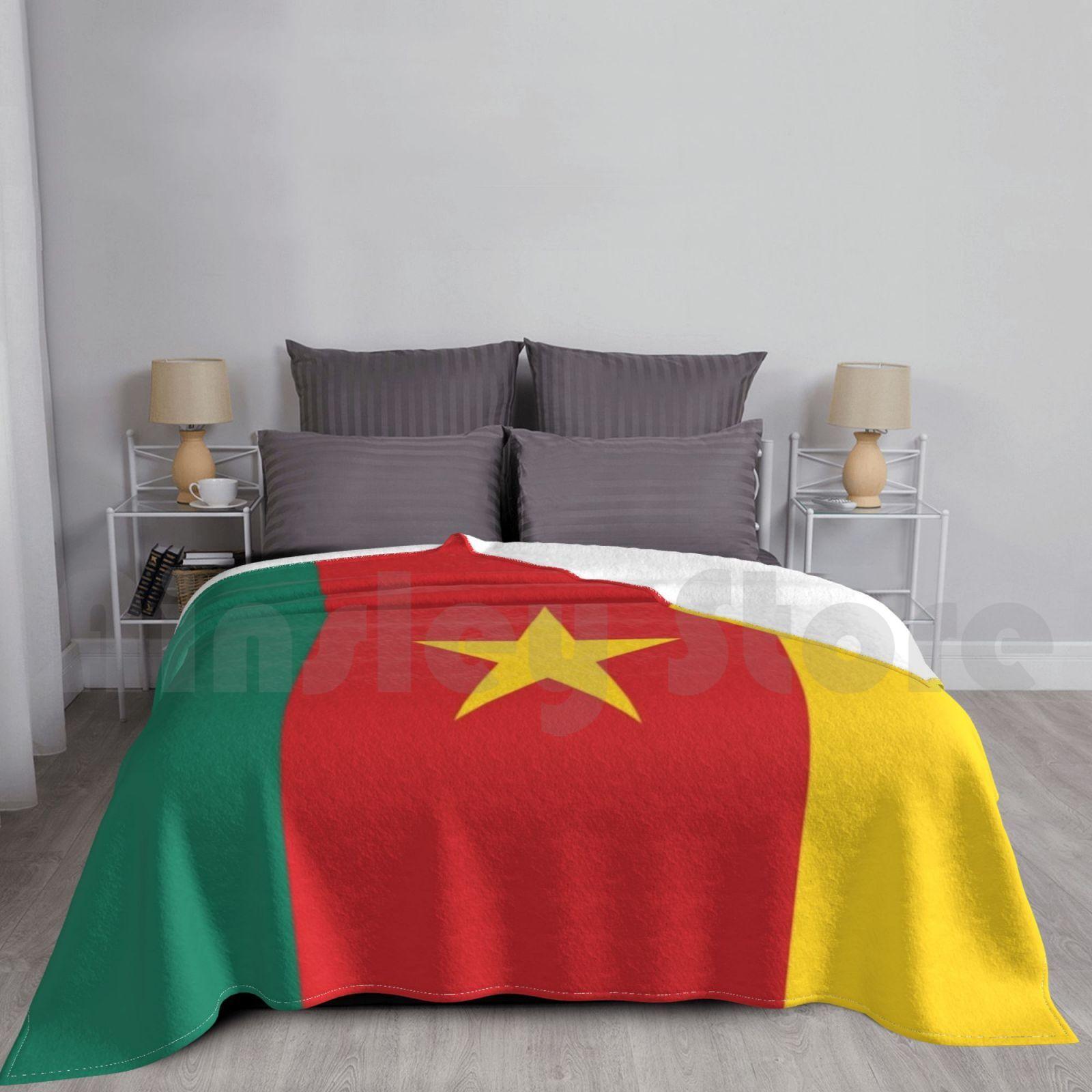Cameroon Blanket For Sofa Bed Travel Flag Flags Africa African Flags Cameroon Republic Of Cameroon Love Douala Size: 75*100cm, Weight: 230 GSM
