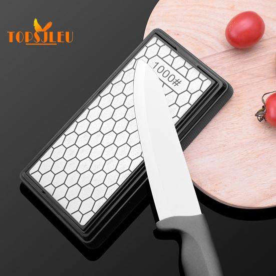 Pedra de amolar de cozinha, dupla face grossa fina, afiação rápida, base antiderrapante, resistente, resistente ao desgaste, ótima dureza, ferramenta de afiação de afiador de cortador