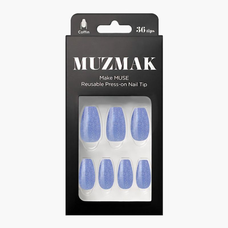 Reusable Nail Tips Blue Lemonade (Coffin)