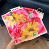 Fashion Black and White Printing Temperament Square Scarf Imitation Silk Korean Version Decorative Scarf Scarf Professional Decorative Shawl Silk Scar