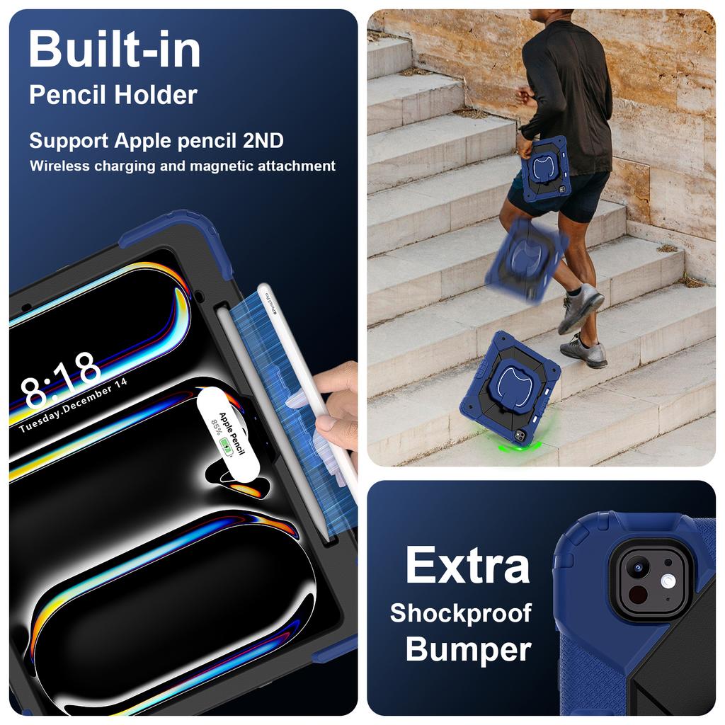 For iPad Pro 13 (2025)/13 (2024) Kickstand Case Silicone+PC Tablet Cover