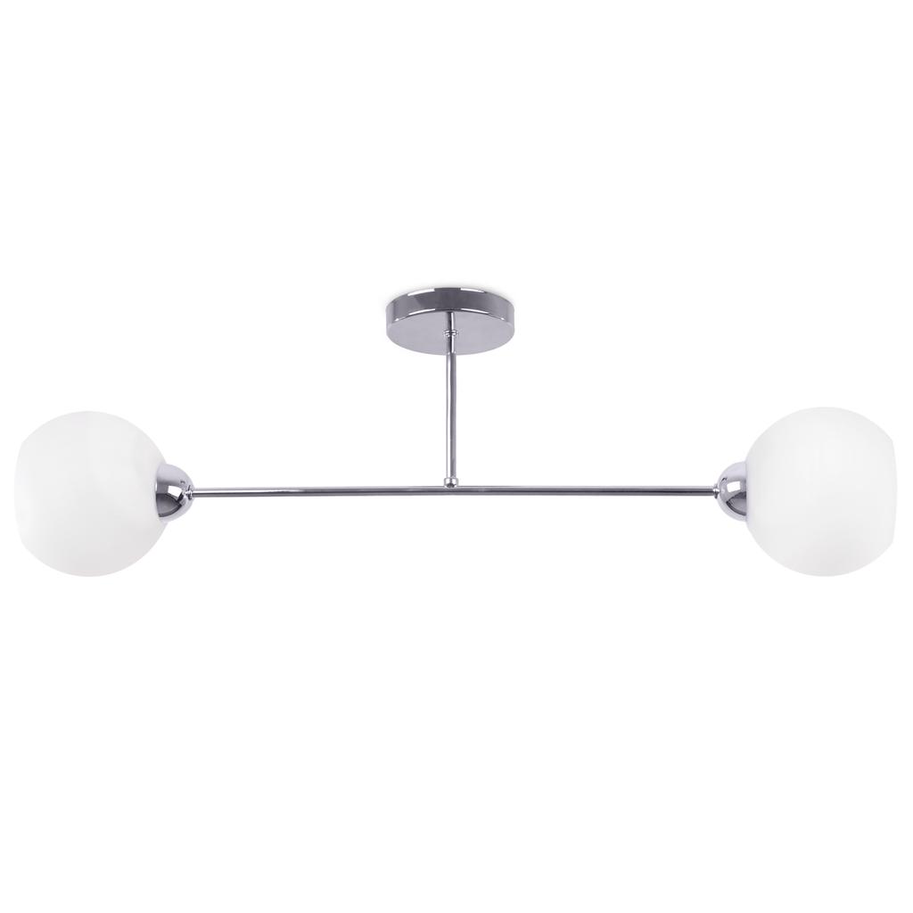 Asturia Deckenleuchte Chrom 2-flammig Weißer Lampenschirm E27