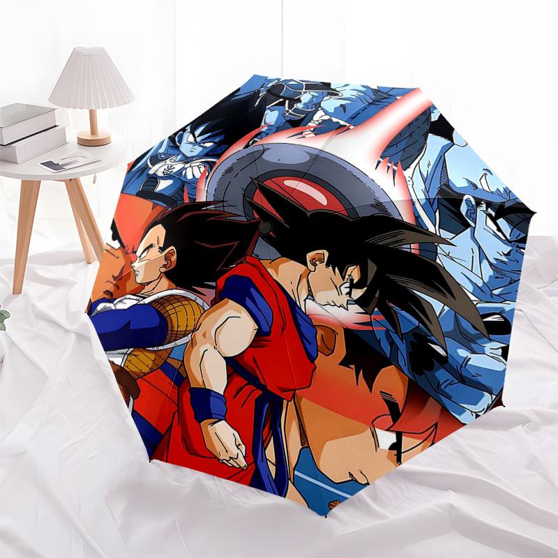 1pc Dragon Ball Z Goku Vegeta Automatic Opening/Closing Umbrella with 3-Fold Design, 8-Rib Iron Frame - Perfect Gift for Fans, Travelers, Daily Use, a