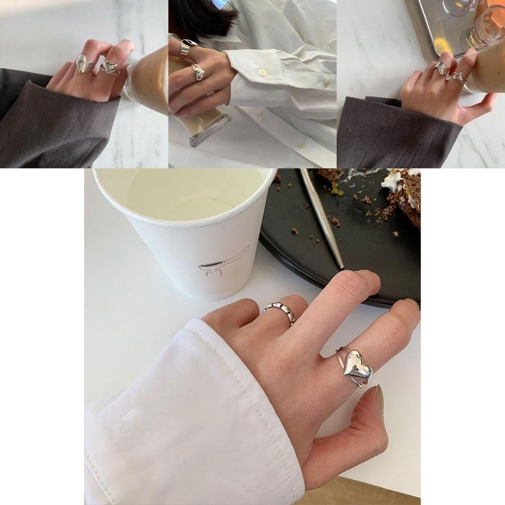 Stunning 925 Sterling Silver Geometric Heart Shaped Ring For Trendy Fashion Lovers