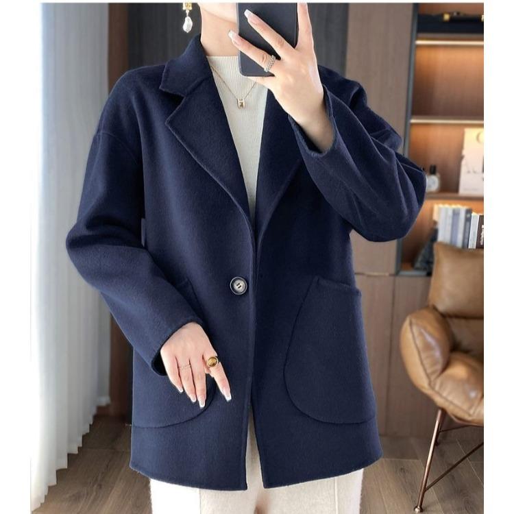 Winter Wool Coat for Women Loose Fit Tweed Jacket Oversized Warm Outerwear