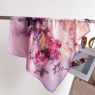 70Cm Small Square Scarf Simulation Silk Silk Scarf Headscarf Spring And Summer Ancient Rhyme Silk Fragrance Printing Scarf Professional Scarf