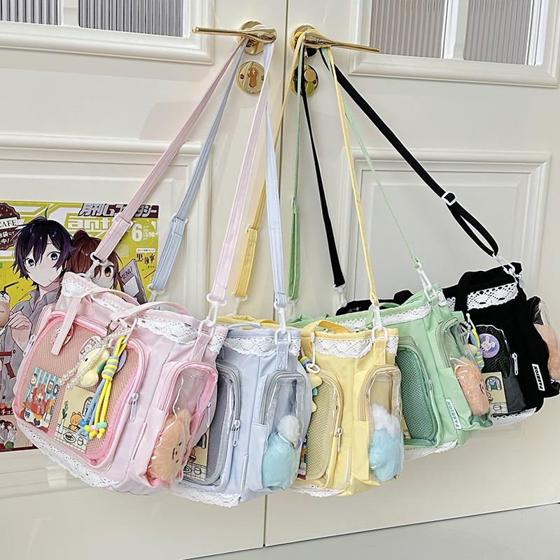 Japanese Style Transparent Anime Badge Tote - Cute Shoulder Crossbody Bag for Women & Students