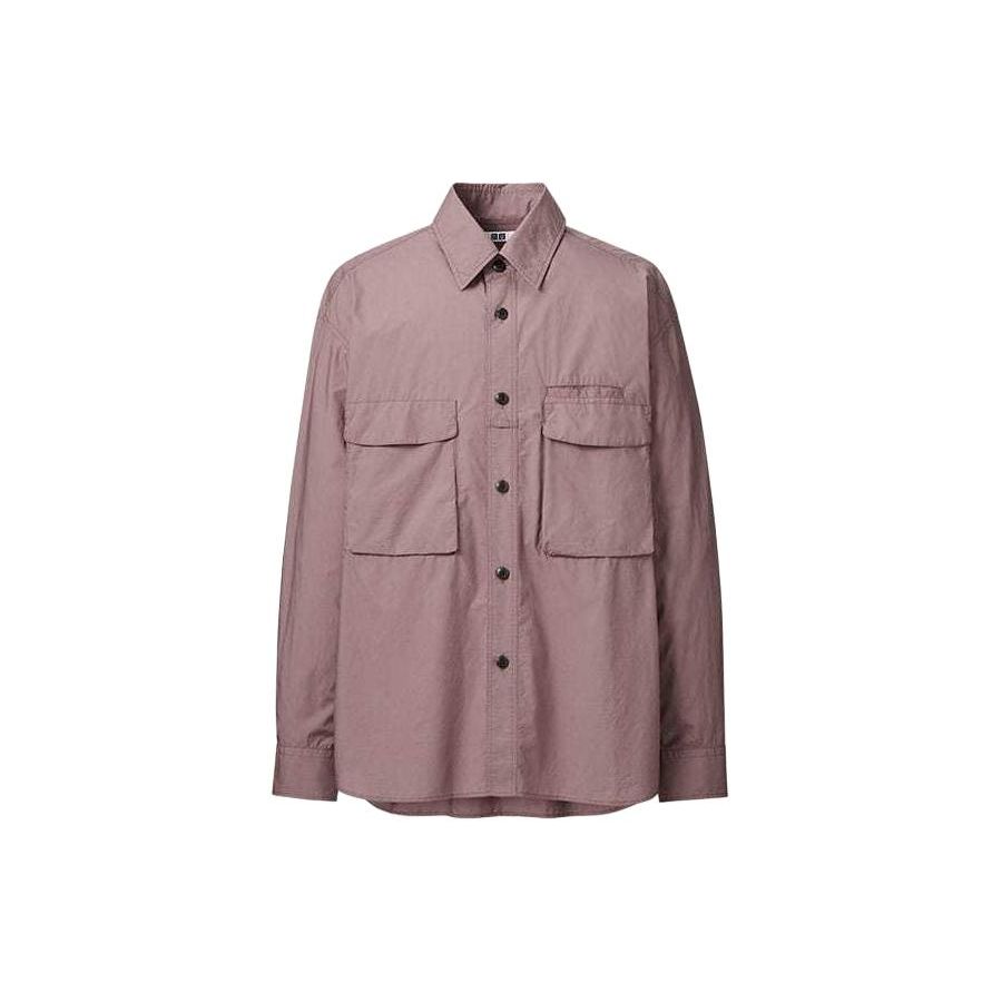 UNIQLO SS24 U Series Solid Color Workwear Pointed Collar Long Sleeve Shirt Men shirts Brown 467841-36