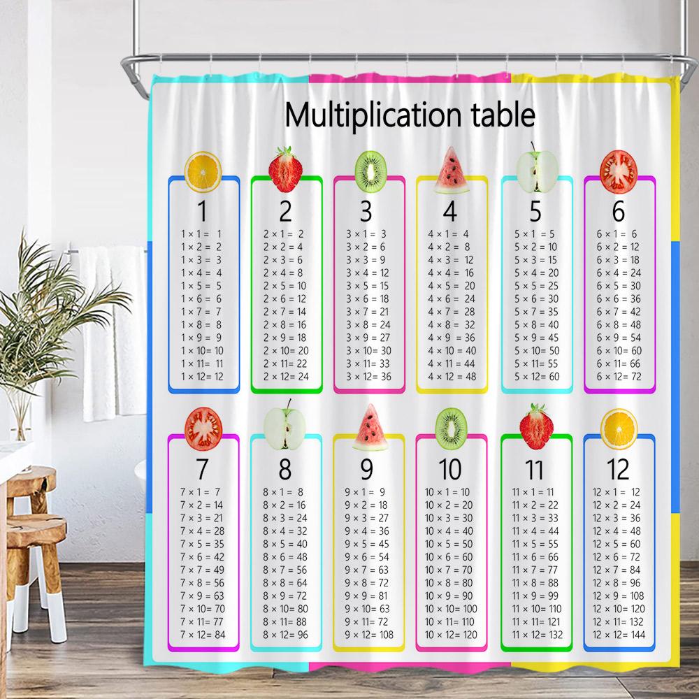 Mutiplication Table Shower Curtain Math Education Study Theme Home Decor For Bathroom Polyester Fabric Bath Curtain With Hook