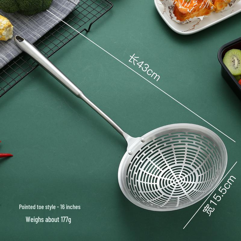 Stainless Steel Ladle with Rosewood Handle - Large Draining Sieve for Hot Pot & Frying