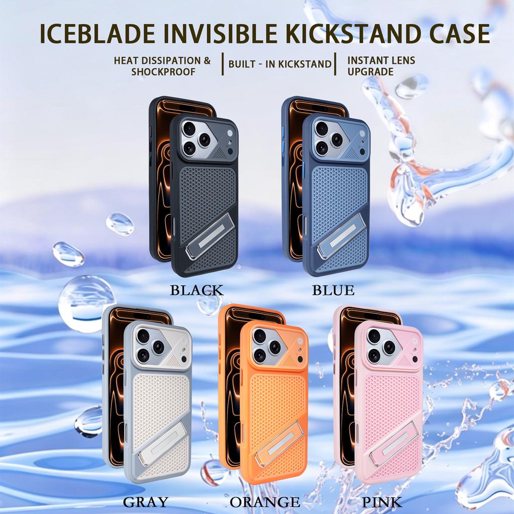 Honeycomb Cooling Invisible Bracket Phone Case for iPhone 17 Pro Max 16 15 14 13 12 11 Shockproof Precise Cutouts Slim Fit Cover