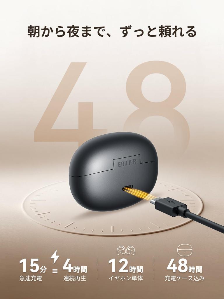 EDIFIER Comfo Bass Pro Ear Cuff Wireless Earphones: LDAC, AAC, High-Resolution Audio, Dolby Audio Compatible, Bluetooth 6.1, Up To 48 Hours of Playbac