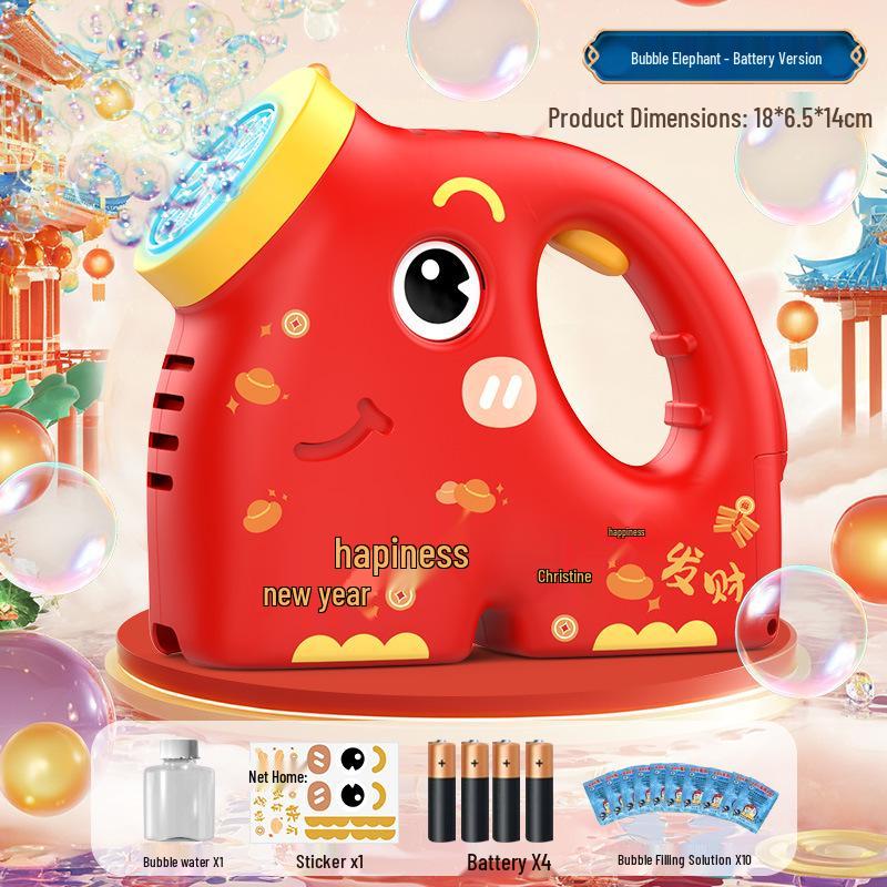 Automatic Cartoon Elephant Bubble Machine - Handheld Blower with Solution for Kids, Boys & Girls