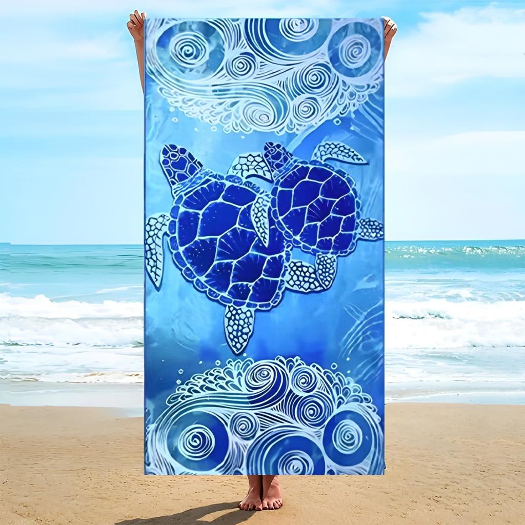 Buntes Seestern-Blumen-Strandtuch Polyester Schnelltrocknend Sandfrei Badetuch Tropisches Blatt-Decke für Sommer-Meeresurlaub