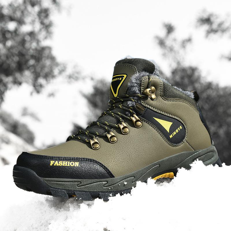 Autumn and winter large size outdoor hiking shoes outdoor travel shoes fleece casual sports shoes men's wool snow boots