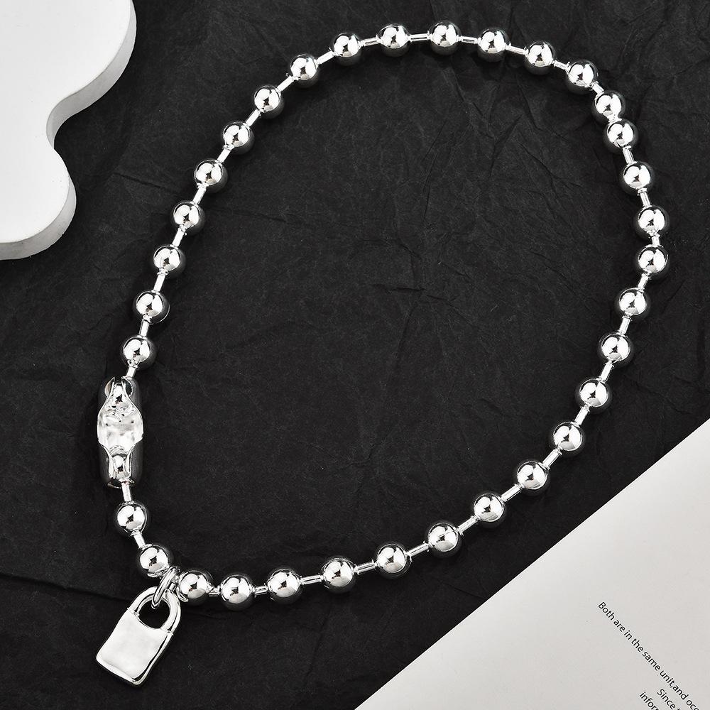 Cute Heart Lock Bead Chain Trendy Fashion Accessories Pendant Necklace