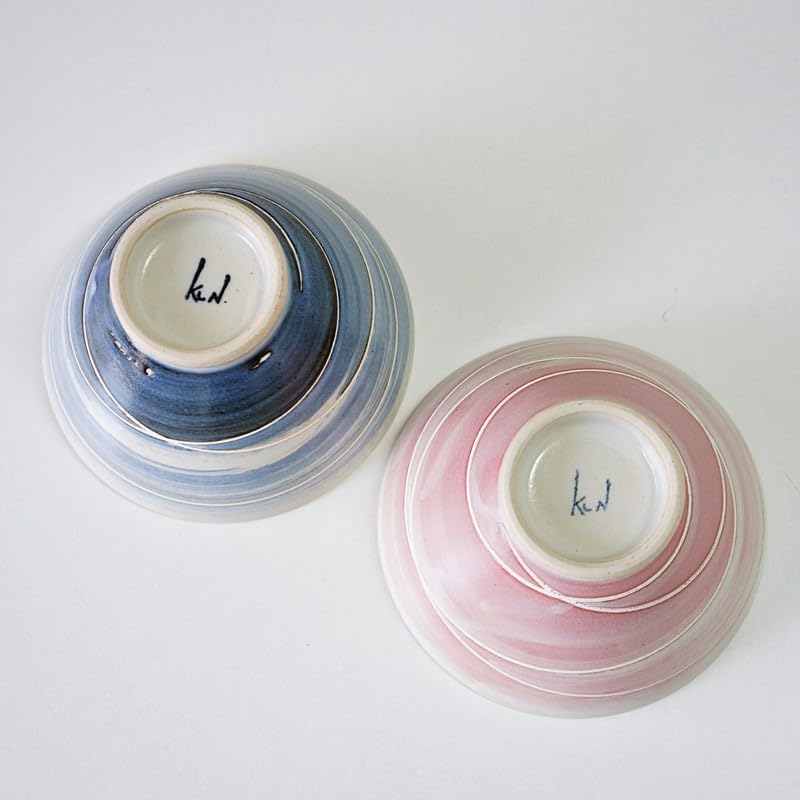 Hasami ware tea bowl pair Kunzan denim Couple tea rice rice made in gift set, kiln, bowls, bowls, bowls, Japan,