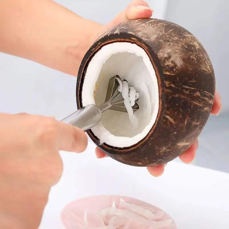 Wall-Mountable Stainless Steel Coconut Grater with Thickened Handle for DIY Summer Drinks