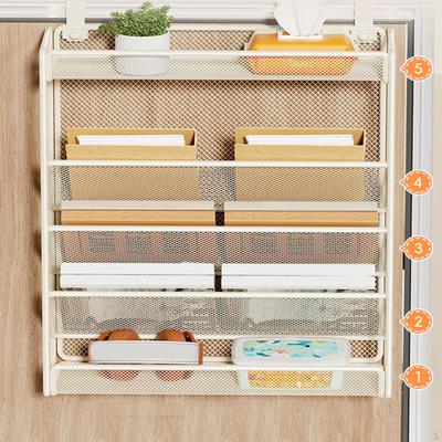 Hanging Wall Files Organizer File Folder Metal Shelf Detachable 5-tier