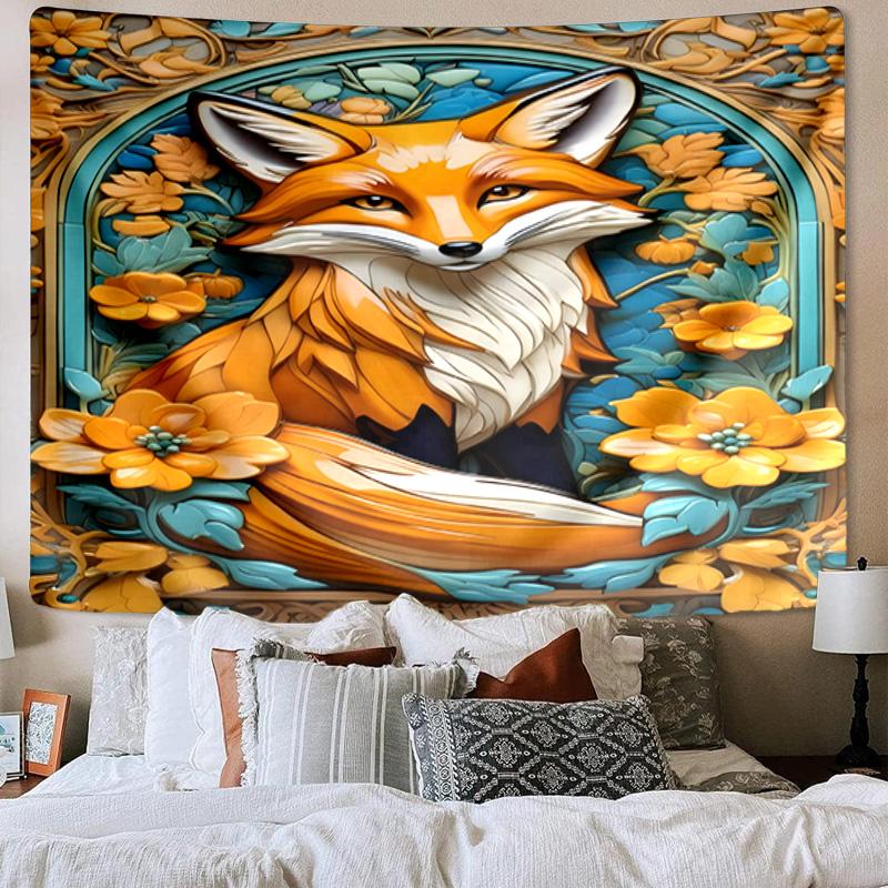 Autumn Fox Portrait Tapestry Room Decoration Wall Hanging for Living Room Bedroom, dormitory, Birthday and Christmas gifts